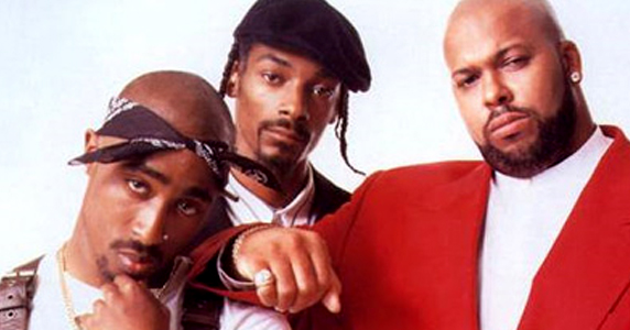 Tupac, Snoop Dog and Suge Knight of Death Row Records. 