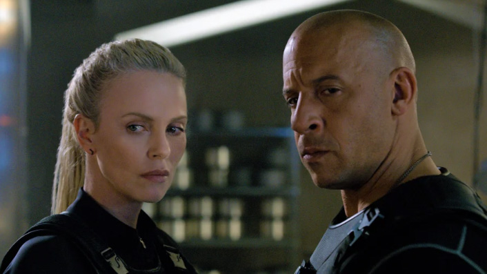 Charlize Theron and Vin Diesel in The Fate of the Furious