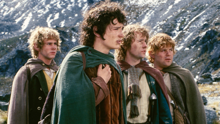 Elijah Wood and his Hobbit gang in The Lord of the Rings