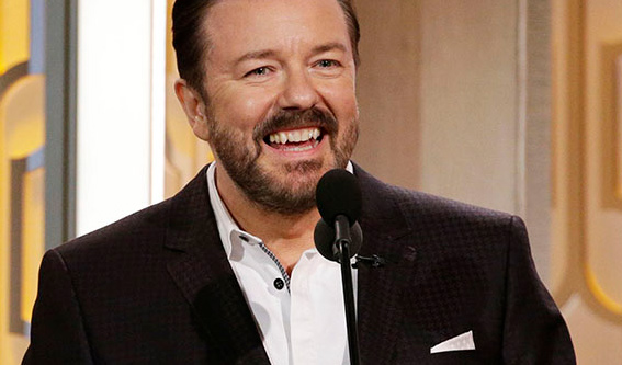 Watch Ricky Gervais’ Golden Globes Monologue. Said He’d “Try To Be Nice.” He Lied.